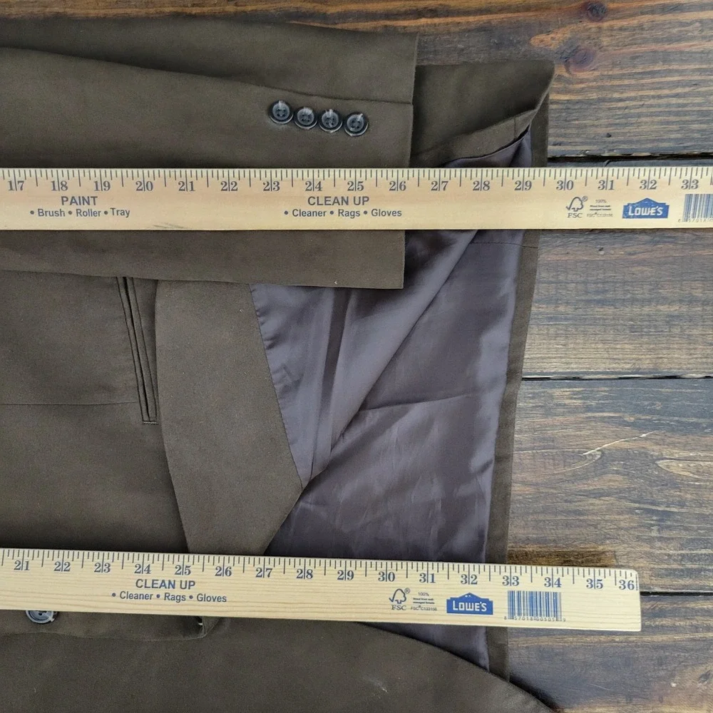 Chaps Men's Sport‎ Coat Blazer Three Button Brown Suede Polyester Size 46L